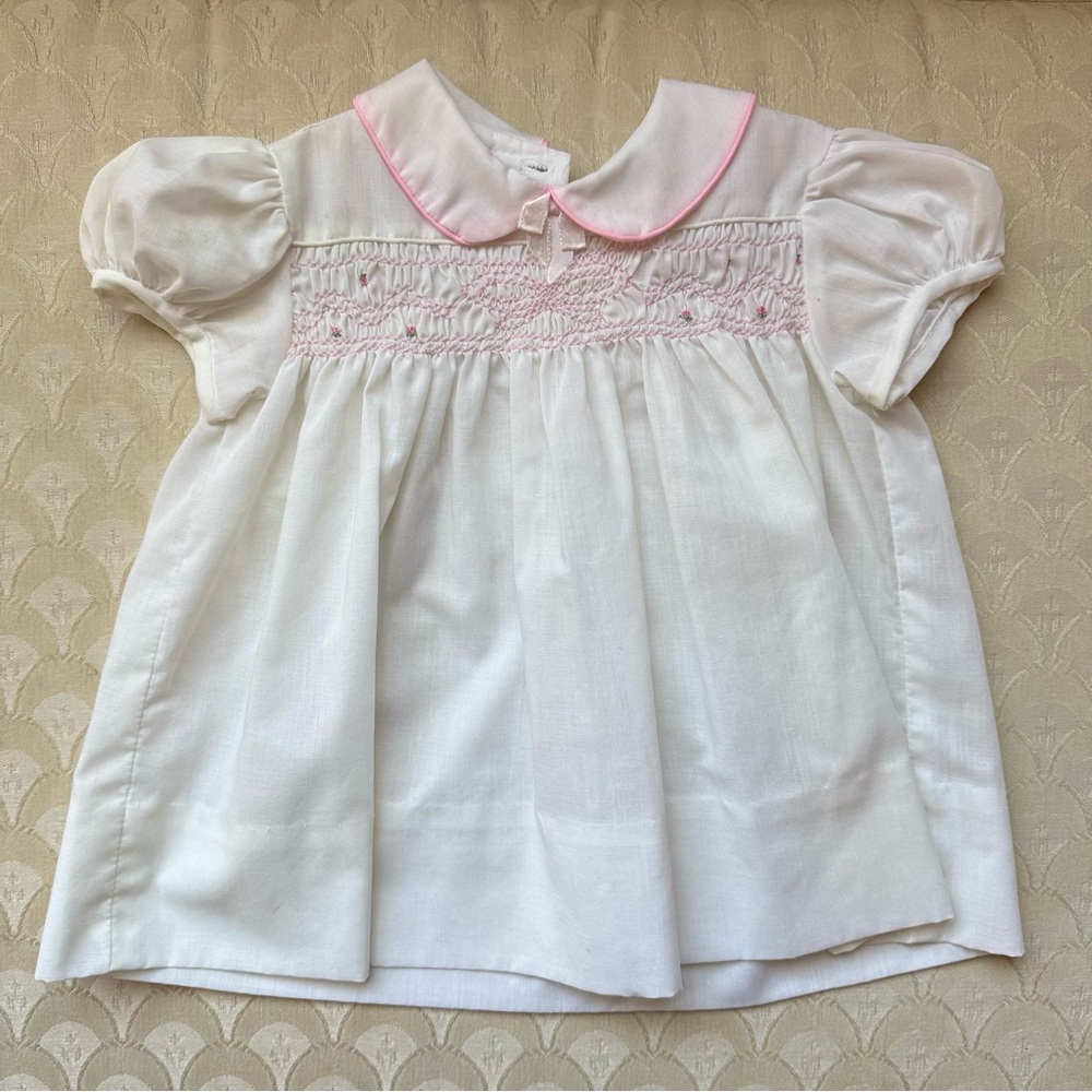 Vintage Polly Flinders bow smock, size 12M